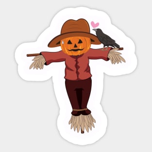 Raven in love with scarecrow cool and funny design Sticker